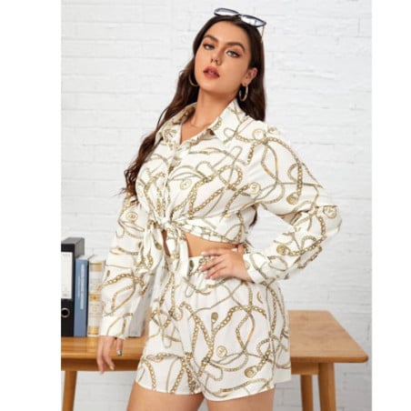 Ensemble short et blouse à imprimé chaîne - Jupes pour travestis Ensemble short et blouse à imprimé chaîne - Jupes pour travestis