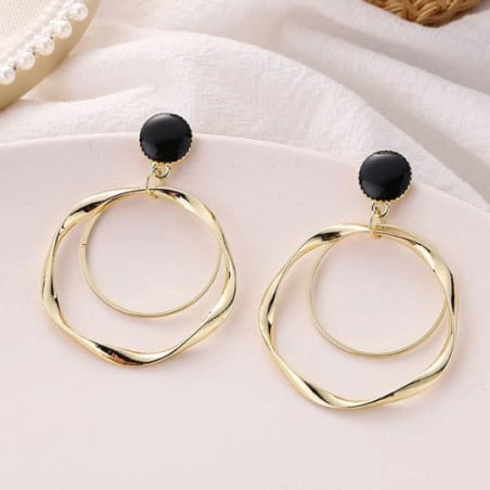 Earring with black button hoop clips - Clip earrings