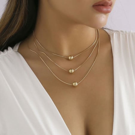 Golden necklace 3 balls - Necklaces