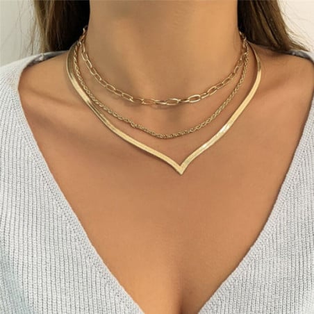 Triple Collier doré - Colliers pour travestis Triple Collier doré - Colliers pour travestis
