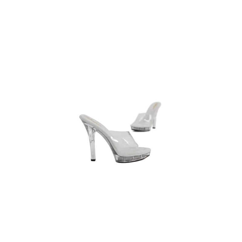 Transparent mules with small platforms - Large mules for cross-dressers