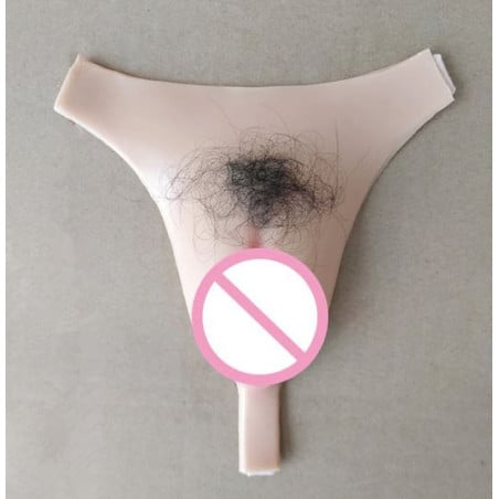 String gaff pubis féminin poilu avec tube - Vagins réalistes