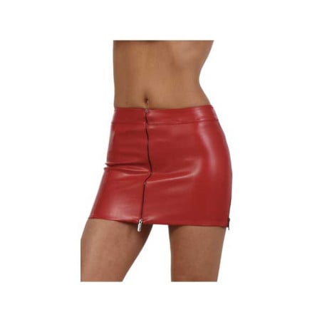 Jupe courte rouge à panneaux en similicuir - Jupes pour travestis